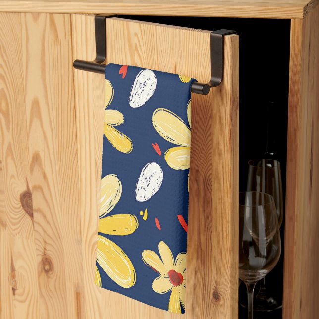 Crayon- och Butterfly Flowers Kökshandduk (Thirds Fold)