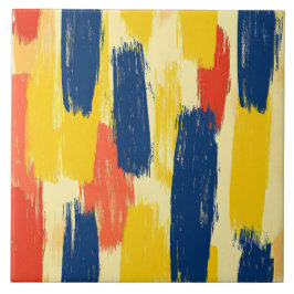 Crayon- och Butterfly Flowers och Paint Strokes Kakelplatta