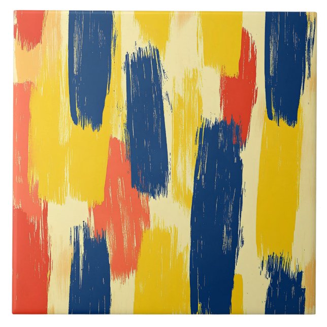 Crayon- och Butterfly Flowers och Paint Strokes Kakelplatta (Framsidan)