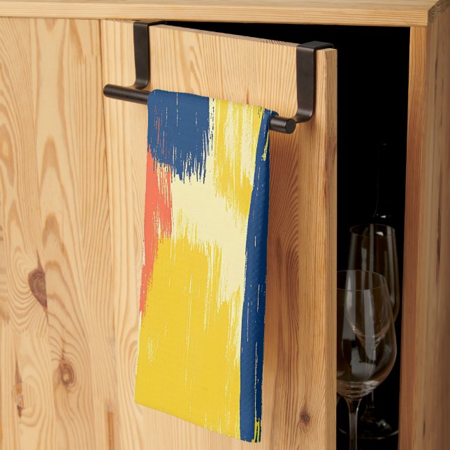 Crayon- och Butterfly-penseldrag Kökshandduk (Thirds Fold)