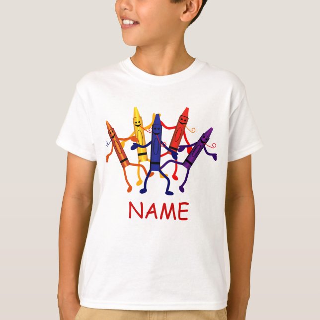 Crayon Party Kids Namn T-Shirt (Framsida)