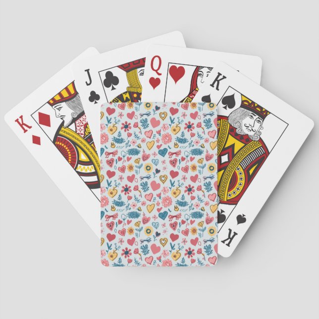 Crayon Pastel Heart & Flowers Casinokort (Baksidan)