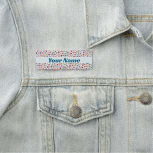 Crayon Pastel Heart & Flowers Namnbricka