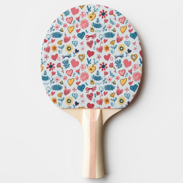 Crayon Pastel Heart & Flowers Pingisracket (Framsidan)