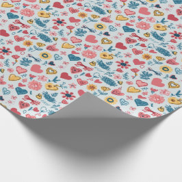 Crayon Pastel Heart & Flowers Presentpapper