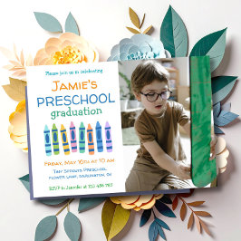 Crayon Photo Preschool Graduation Invitation Inbjudningar