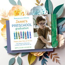 Crayon Photo Preschool Graduation Invitation Inbjudningar