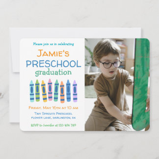 Crayon Photo Preschool Graduation Invitation Inbjudningar