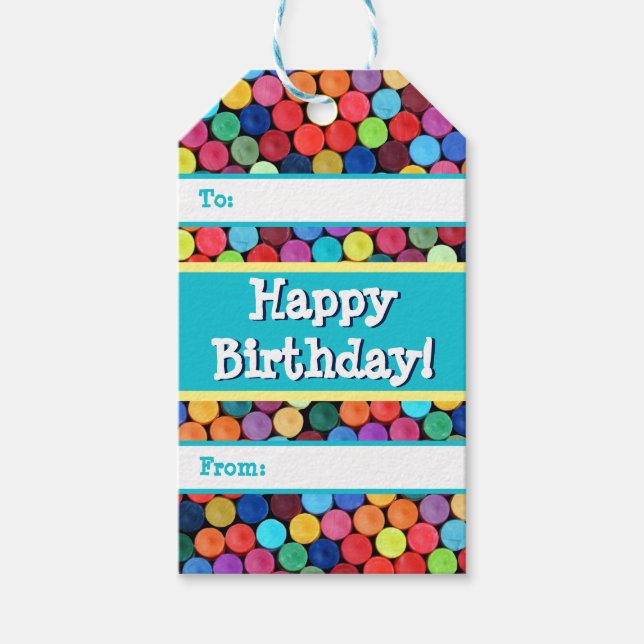 Crayon Polka Dot Gift-Märkre Presentetikett (Framsidan)