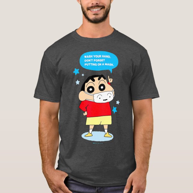 Crayon Shin-chan DONT FORGET PUTTING PÅ EN MASK T Shirt (Framsida)