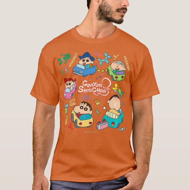 Crayon Shin-chan Kasukabe boeitai Party tid T Shirt (Framsida)