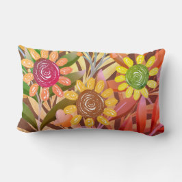 Crayon Sunblommor Colorful Greenery Lumbarkudde