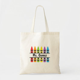 Crayon Teacher's Namn Shopping Tote Bag Tygkasse