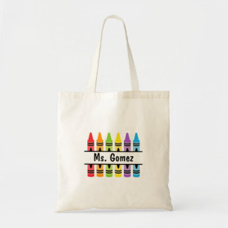 Crayon Teacher's Namn Shopping Tote Bag Tygkasse