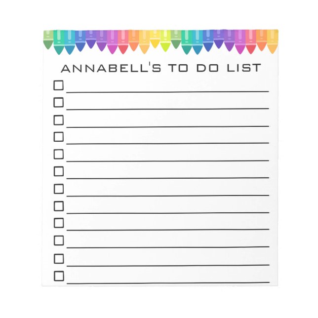 Crayon to Do List Personalize Anteckningsblock (Framsida)