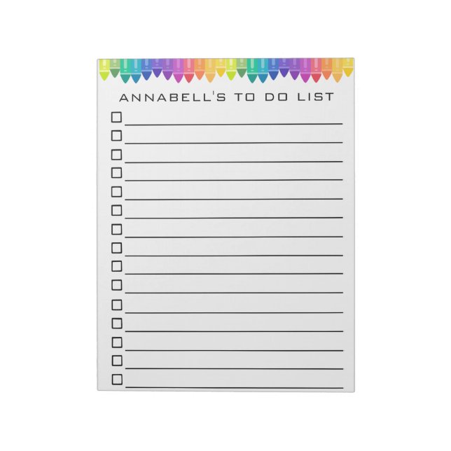 Crayon to Do List Personalize Anteckningsblock (Roterad)