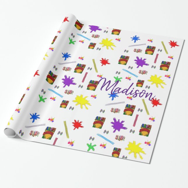Crayon Wrapping Papper Presentpapper (Utrullad)