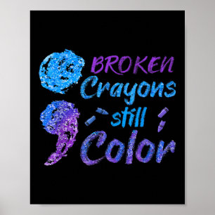 Crayons Suicide Medvetenhet Månad Stöd Poster