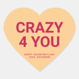 Crazy 4, din söta roligt Alla hjärtans dagskonvers Hjärtformat Klistermärke