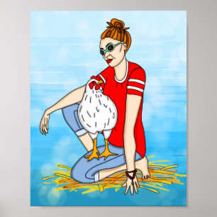 Crazy a Coola Chicks Kycklingart Poster