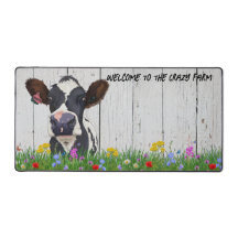 Crazy about Farm Desk Mat - Cute Holstein Cow