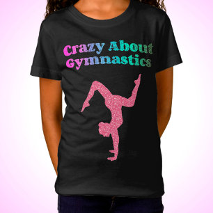 Crazy about Gymnastics Handstand Distress Font T Shirt
