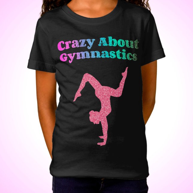 Crazy about Gymnastics Handstand Distress Font T Shirt (Skapare uppladdad)