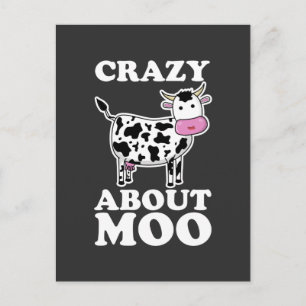 Crazy about Moo, Cow Älskare Pun T-Shirt Vykort