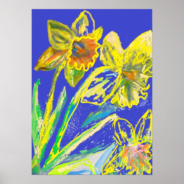 Crazy Abstrakt Daffodil Vår Garden Art Poster (Framsidan)