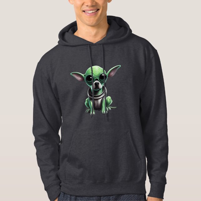 Crazy Alien hund Hoodie (Framsida)