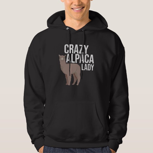 Crazy Alpaca Lady   Alpaca Llama Hoodie (Framsida)