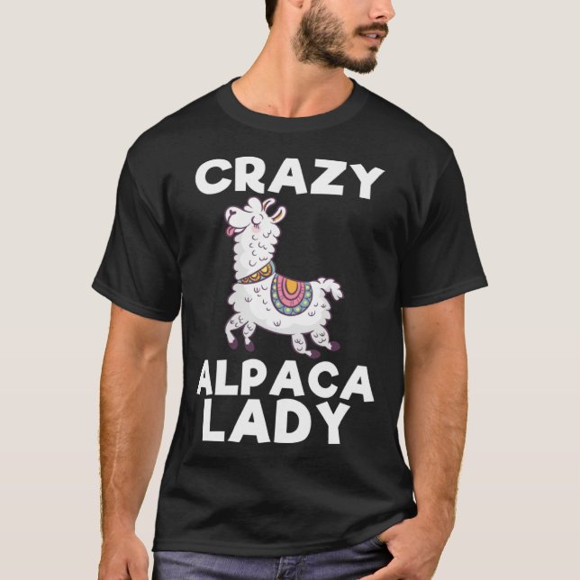Crazy Alpaca Lady   Animal T Shirt (Framsida)