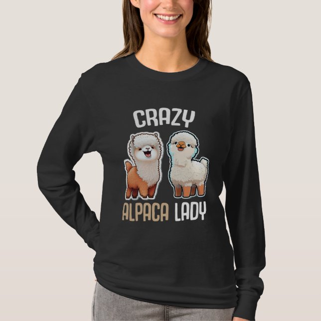Crazy Alpaca Lady Women s Cute Alpaca Lama Zoo  1 T Shirt (Framsida)