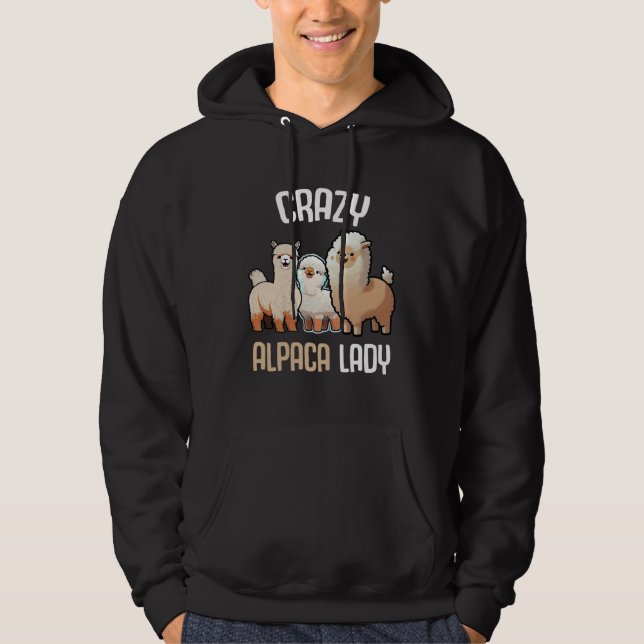 Crazy Alpaca Lady Women s Cute Alpaca Lama Zoo  2 Hoodie (Framsida)