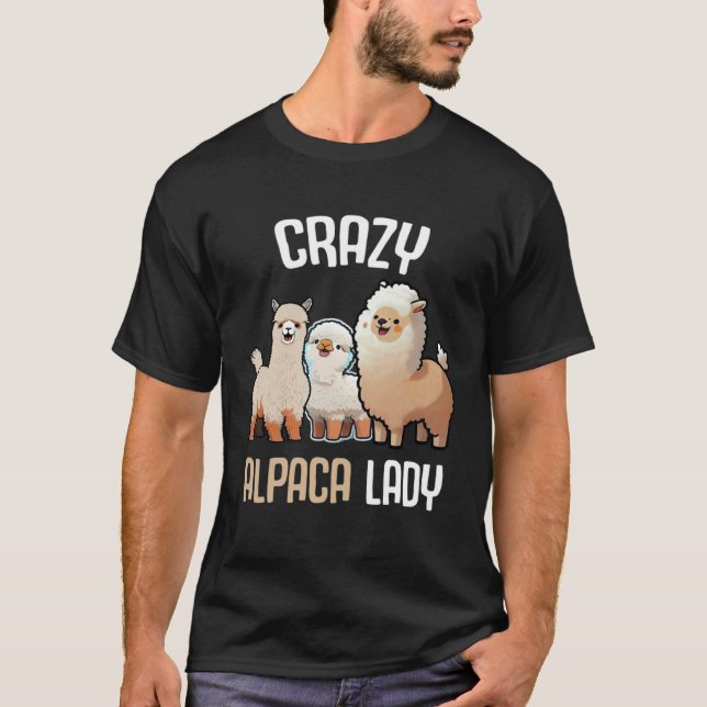Crazy Alpaca Lady Women s Cute Alpaca Lama Zoo  2 T Shirt (Framsida)