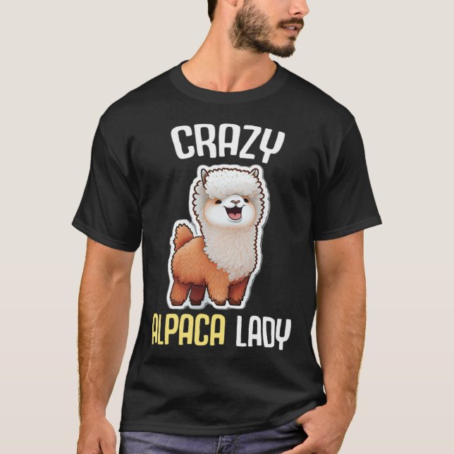Crazy Alpaca Lady Women s Cute Alpaca Lama Zoo  7 T Shirt (Framsida)