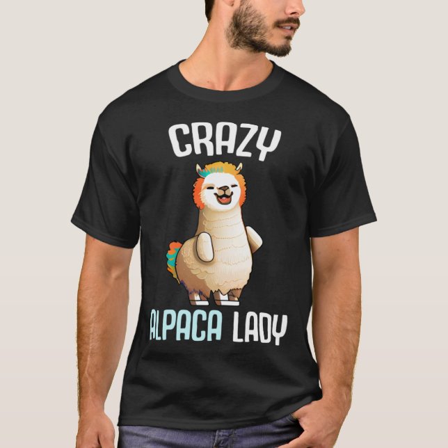 Crazy Alpaca Lady Women's Cute Alpaca Lama Zoo T Shirt (Framsida)