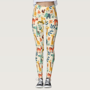 Crazy Animals Colorful Mönster Leggings