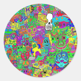 Crazy Ansikte Runt Klistermärke