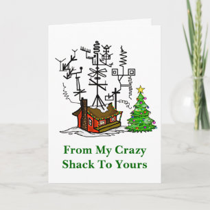 Crazy Antenna House Ham Radio jul Card Helgkort