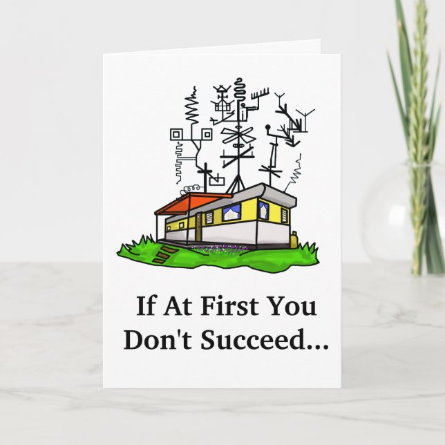 Crazy Antenna Mobile Home Ham Radio Greeting Card Kort (Framsida)