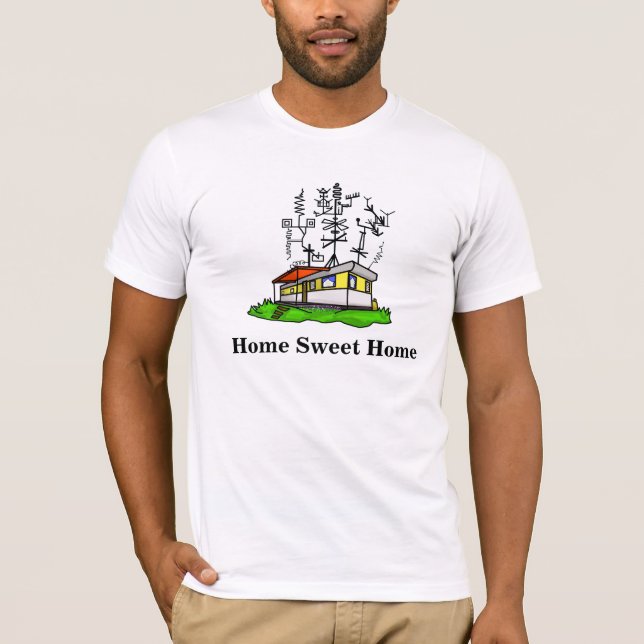 Crazy Antenna Mobile Home Ham Radio T-shirt #1 (Framsida)