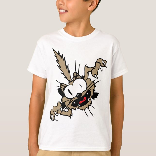 Crazy Attack Cat T Shirt (Framsida)