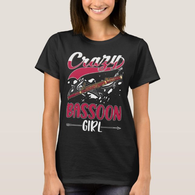 Crazy Bassoon Girl T Shirt (Framsida)