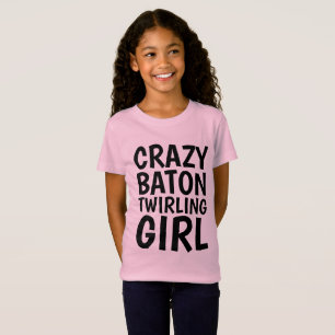 CRAZY BATON TWIRLING GIRL T-tröjor, barn T Shirt