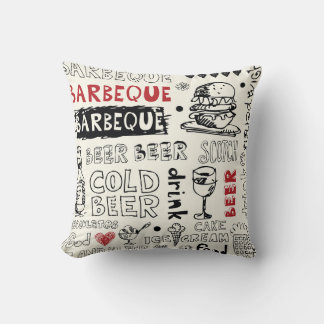 Crazy BBQ: Whimsical Doodle Art Kudde