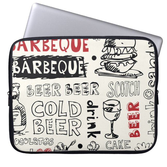 Crazy BBQ: Whimsical Doodle Art Laptop Fodral (Framsidan)