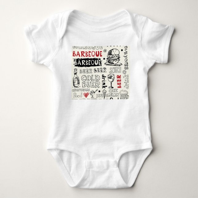 Crazy BBQ: Whimsical Doodle Art T Shirt (Framsida)