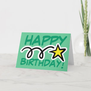 Crazy Birthday Card med gult star Kort