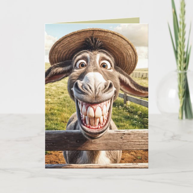 Crazy Birthday Donkey Wearing a Hat Kort (Framsida)
